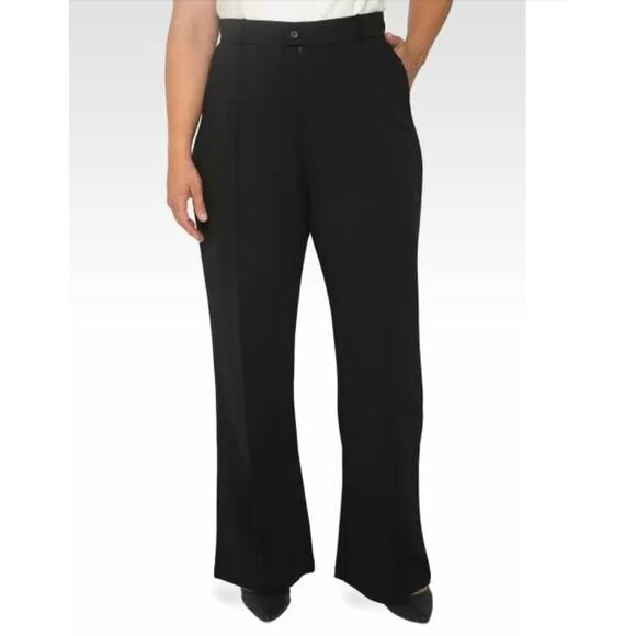 Standards & Practices Erica Pintuck Crepe Wide Leg Trouser Dress Pants, Plus 22 - Picture 3 of 11